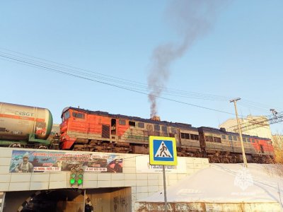 В Башкирии загорелся грузовой тепловоз