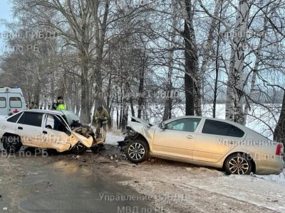 В Башкирии в лобовом столкновении с автомобилем Skoda Octavia погиб водитель Daewoo Nexia