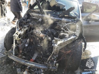 В Башкирии сгорел автомобиль марки BMW: в МЧС назвали причину пожара