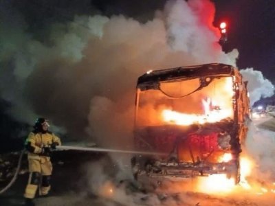 В Уфе сгорел пассажирский автобус